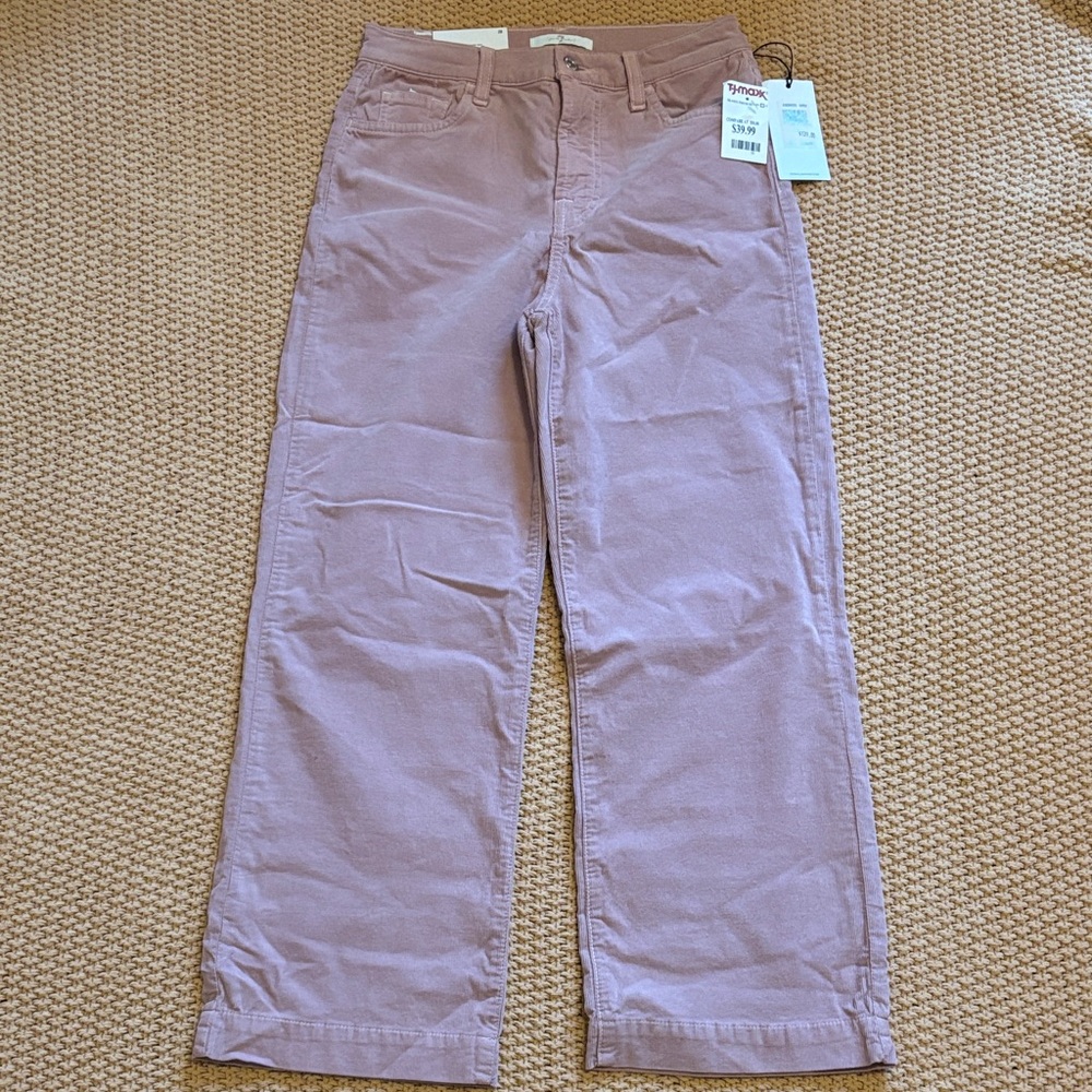 Women's Pink Corduroy Cropped Jeans